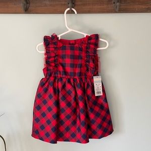 Cat & Jack red blue Buffalo ruffle holiday Christmas dress 18 months